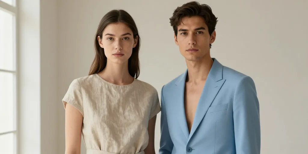 beige et bleu ciel vetement