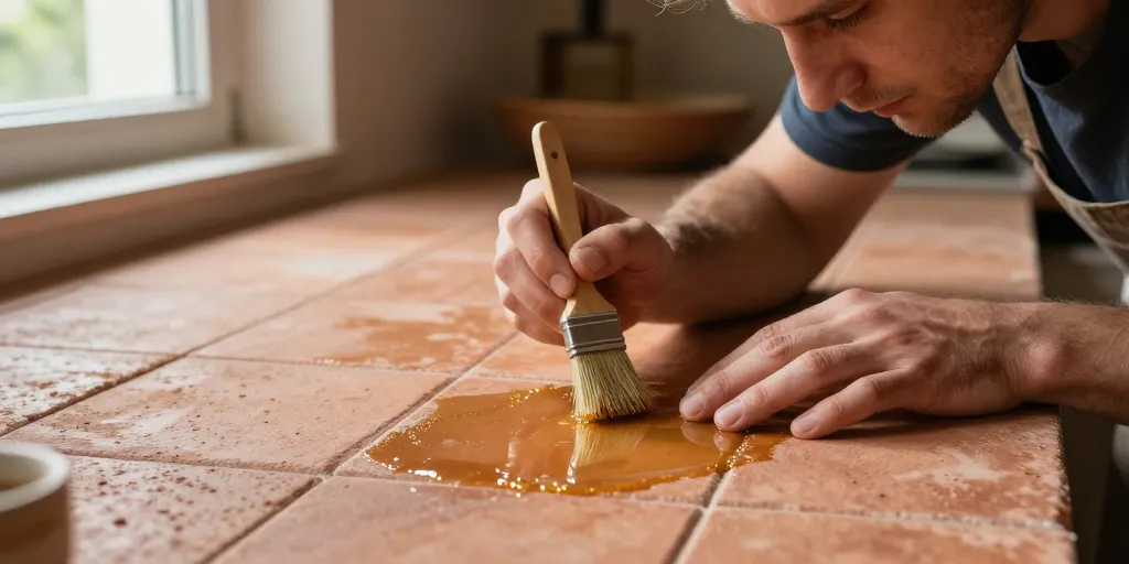 huile de lin pour carrelage poreux